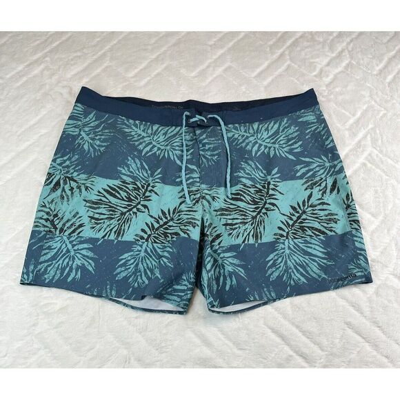 Patagonia Boardshorts Mens Blue Floral Hydropeak Swim Trunks Stretch - Sz 44 - Picture 2 of 9